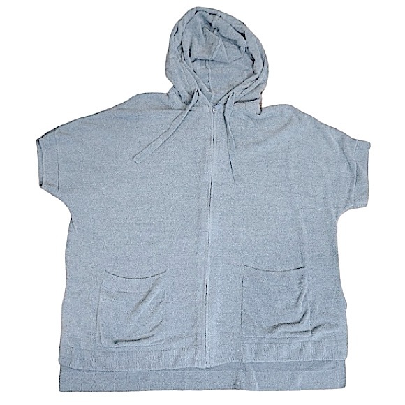 BAREFOOT DREAMS CozyChic Ultra Lite Zippered Hoodie Short Sleeve size L/XL - Picture 4 of 10